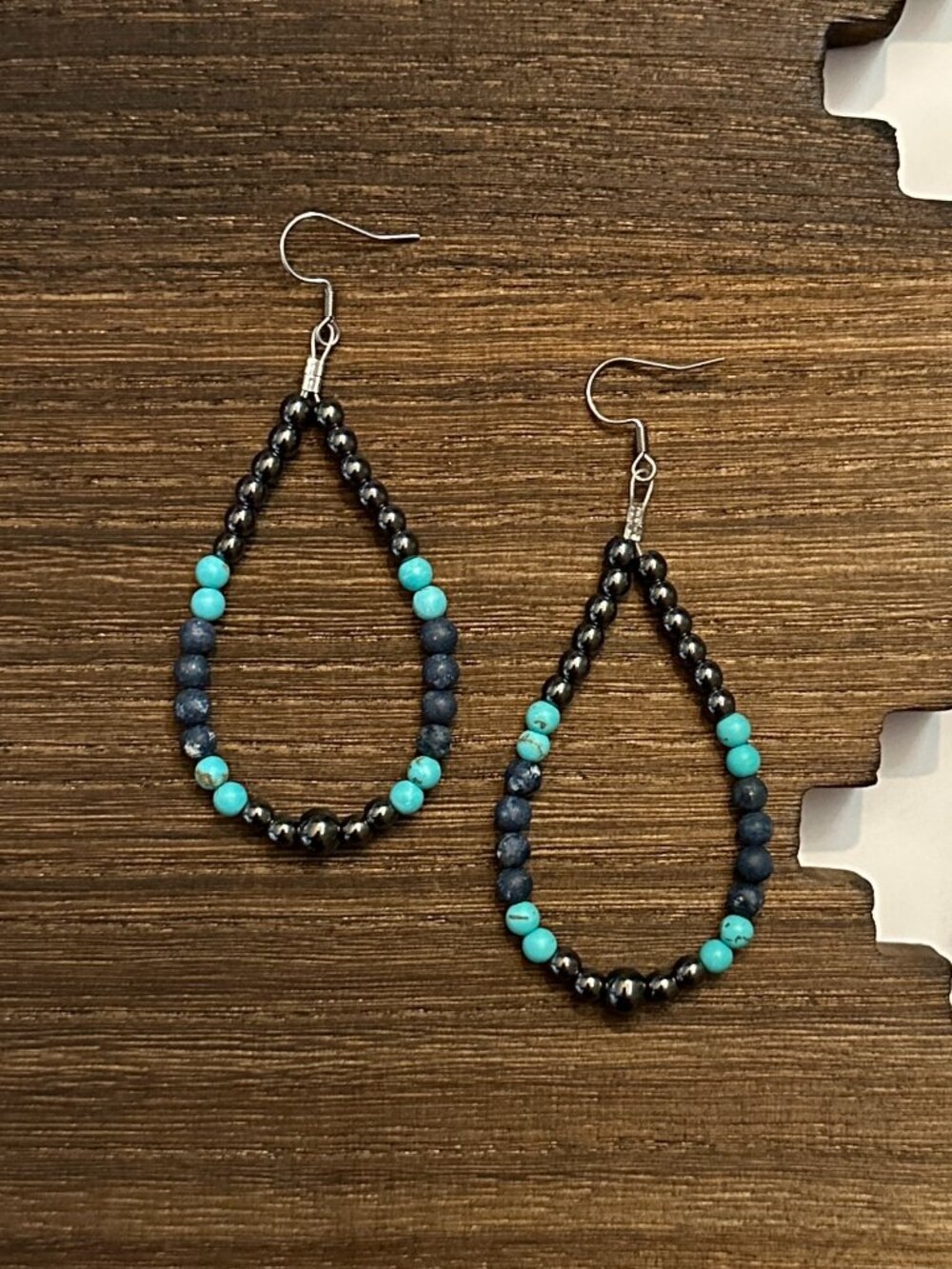 Handmade Taos Midnight Sky Black Hematite Western Pearl Earrings